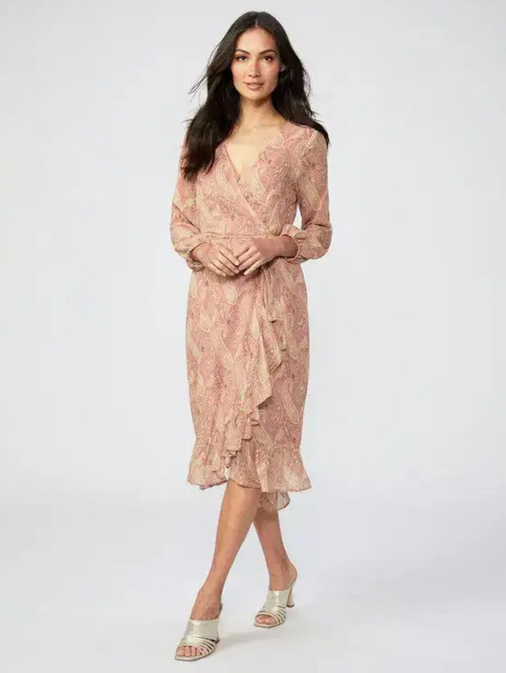 Paige X Sanderson Palazzo Dress Lipstick Tan Silk